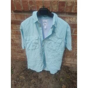 Guy Harvey by AFTCO Bluewater Men's Large Blue Vented Fishing Shirt SS Nylon Y2k
